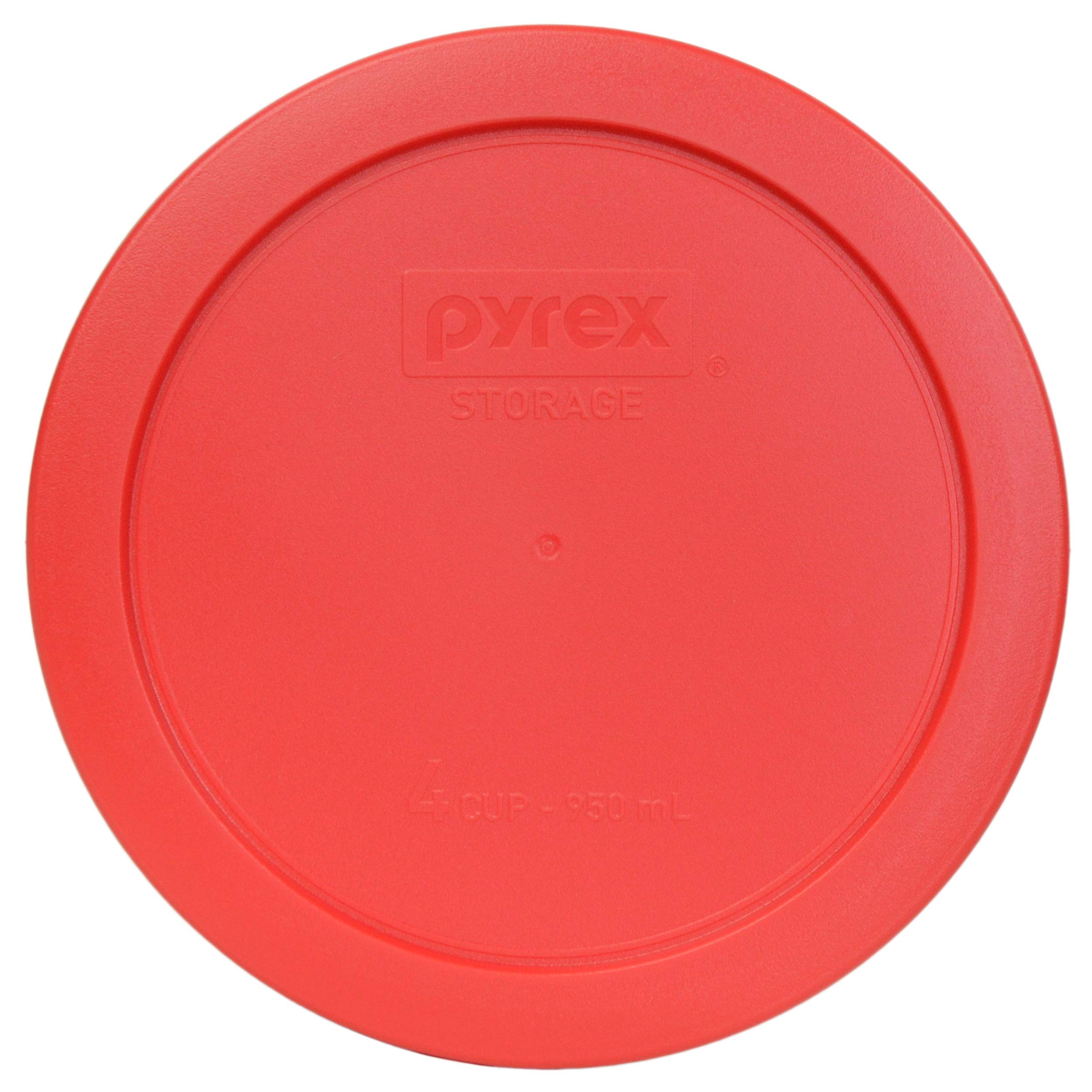 Pyrex 7201-PC 4 Cup Round Red Plastic Food Storage Container with Lid - BPA Free, Microwave & Dishwasher Safe - Perfect for Meal Prep, Leftovers & Pantry Organization - Made in USA