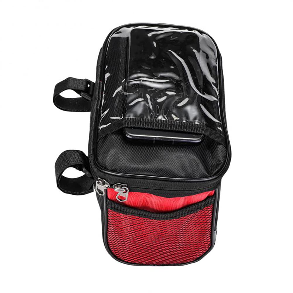 **Waterproof Bike Handlebar Bag - Reflective Front Bicycle Basket with Phone Holder for Road & Mountain Cycling - Portable Storage Pouch for Commuting, Travel & Outdoor Adventures**