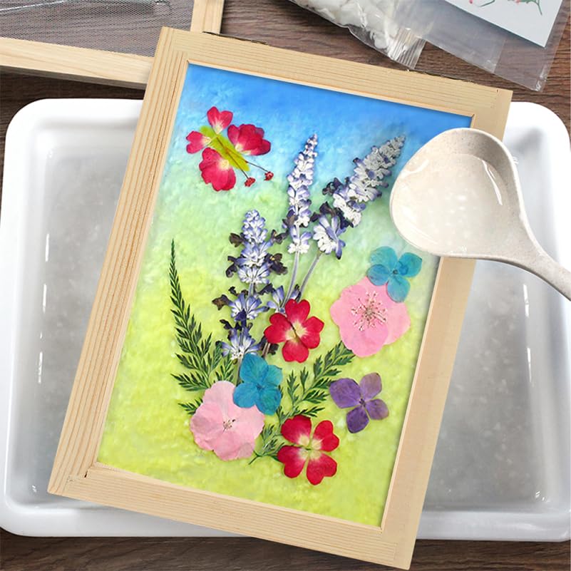 CORHAD Classic Wooden Frame Paper Making Kit - 2pcs DIY Handmade Paper Screen Printing Frames with Mould & Deckle - Perfect for Handcrafted Paper, Dried Flower Art, Scrapbooking & Home Decor - Natural Wood & Silk Screen