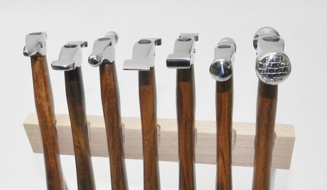 7 Piece Hammer Set with Wood Stand - Jewelry Making & Metal Forming Tools for Texturing, Shaping, and Crafting - Perfect for DIY Jewelry, Blacksmithing, and Metalworking Projects