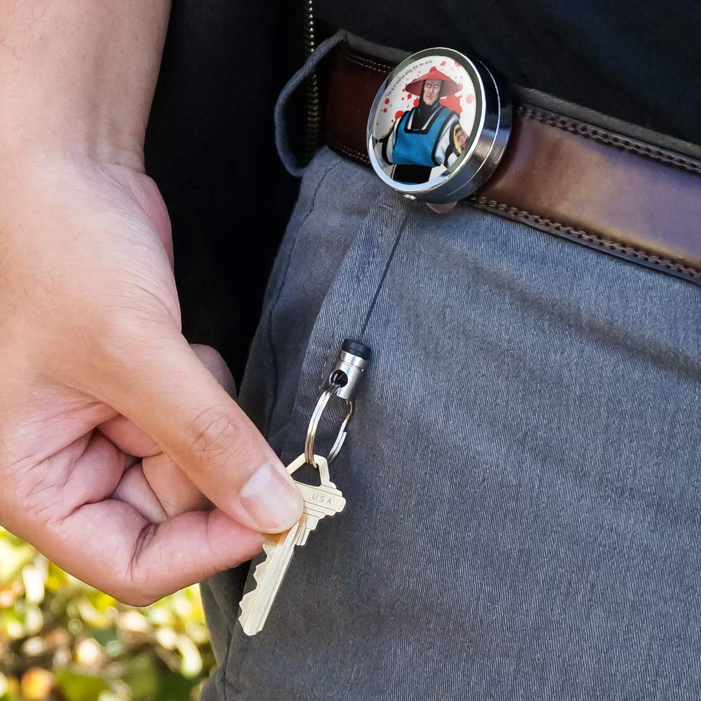 Mortal Kombat Raiden Heavy Duty Metal Retractable Badge Reel - ID Card Holder with Belt Clip - Perfect for Gaming Conventions, Work Security & Cosplay Events