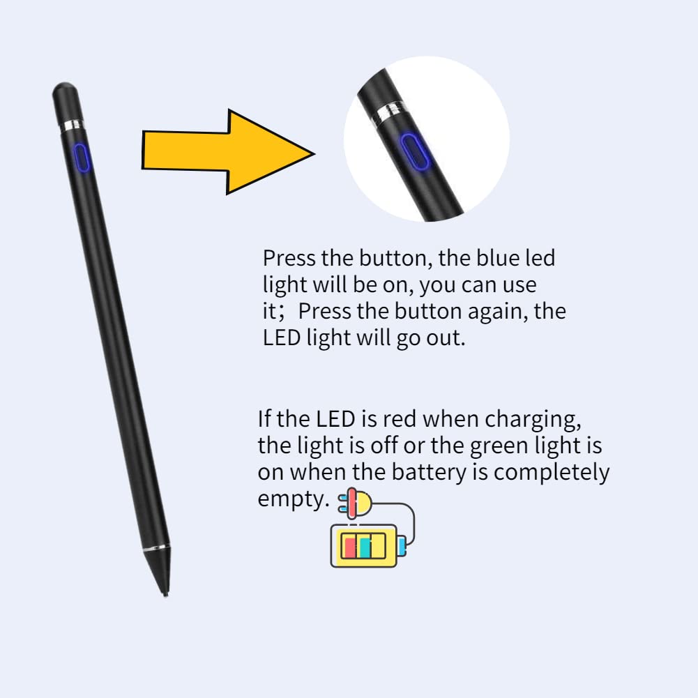 Universal Stylus Pen for Touch Screens - Compatible with Chromebook, Tablets, Laptops & Smartphones | Digital Notebook & Active Pencil for Writing, Drawing & Note-Taking (Black) - Perfect for Students, Professionals & Artists
