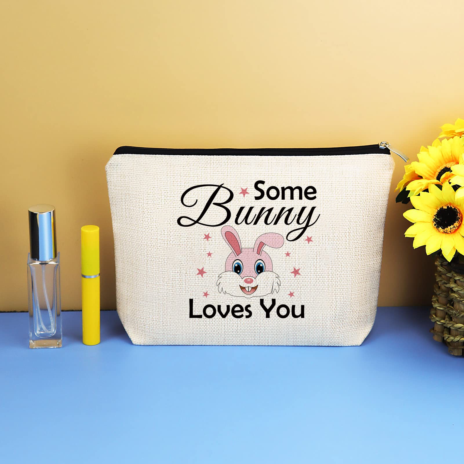 Cute Bunny Themed Makeup Bag for Women & Girls - Perfect Rabbit Lover Gift for Birthday, Christmas, Easter - Cosmetic Pouch for Friends, Daughter, Sister - Ideal for Travel, School & Daily Use