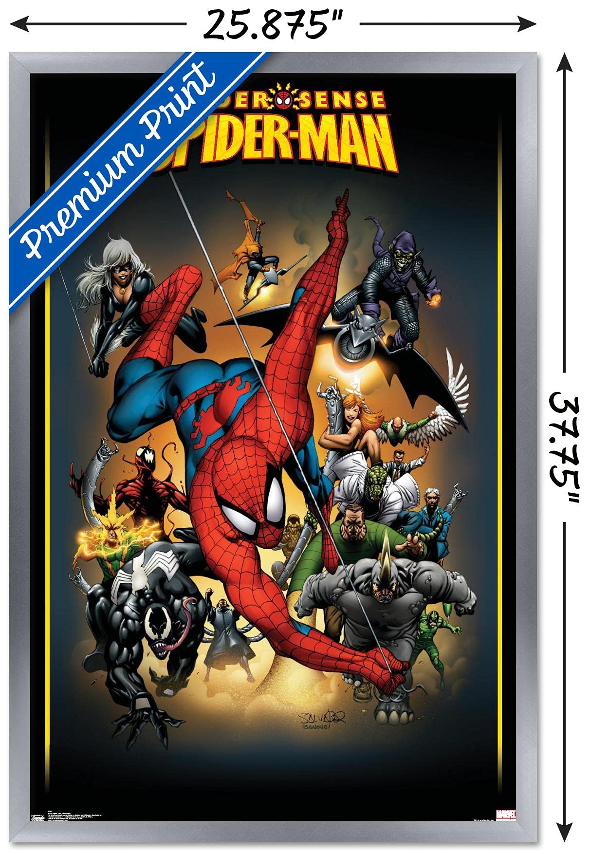 Trends International 24x36 Marvel Comics Spider-Man vs Adversaries Wall Poster - Silver Framed Version (36