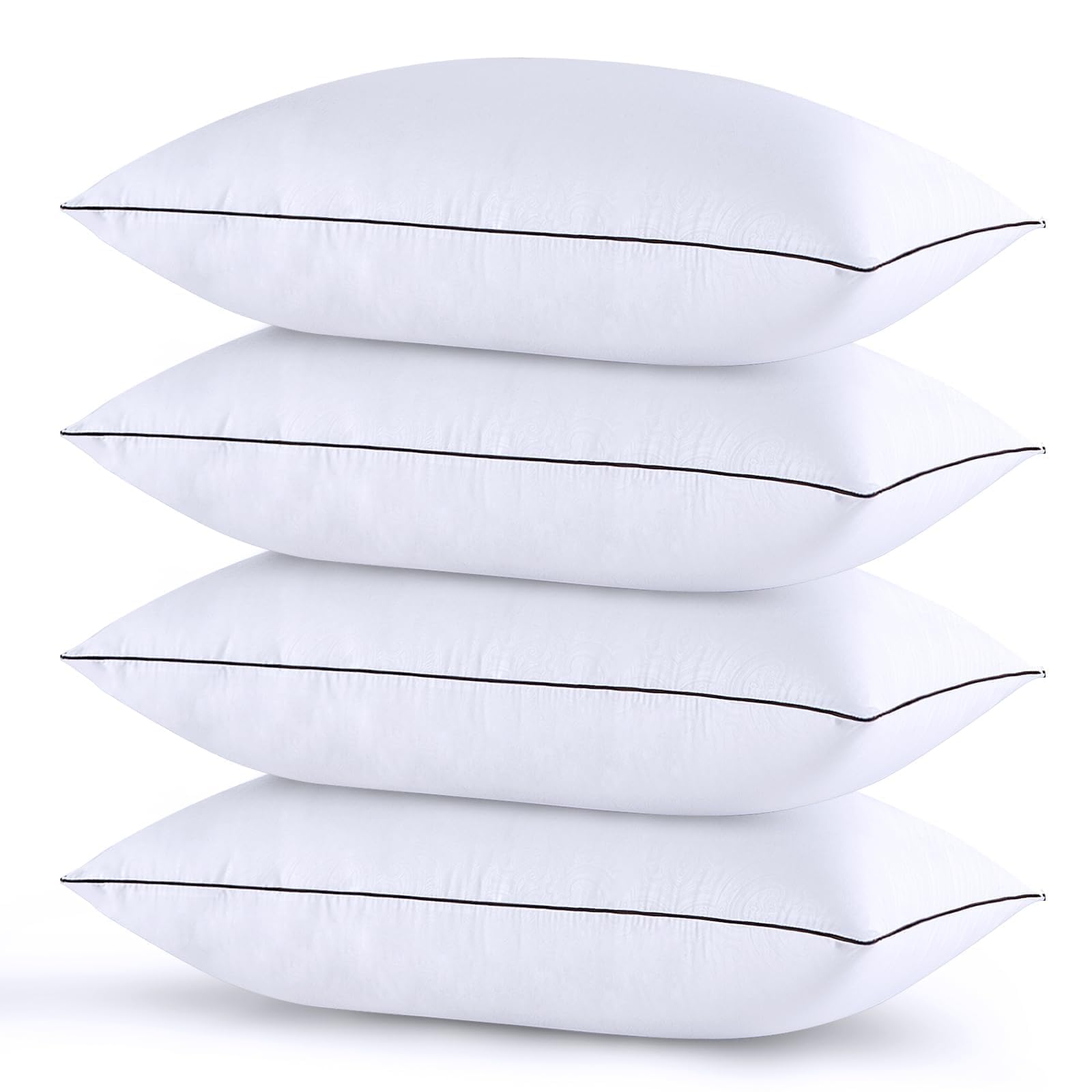 HUXMEYSON Standard Size Pillows Set of 4 - Luxury Down Alternative Hotel Quality Bed Pillows for Side & Back Sleepers - Soft & Supportive for Ultimate Comfort (Perfect for Home, Hotel, or Guest Room Use)