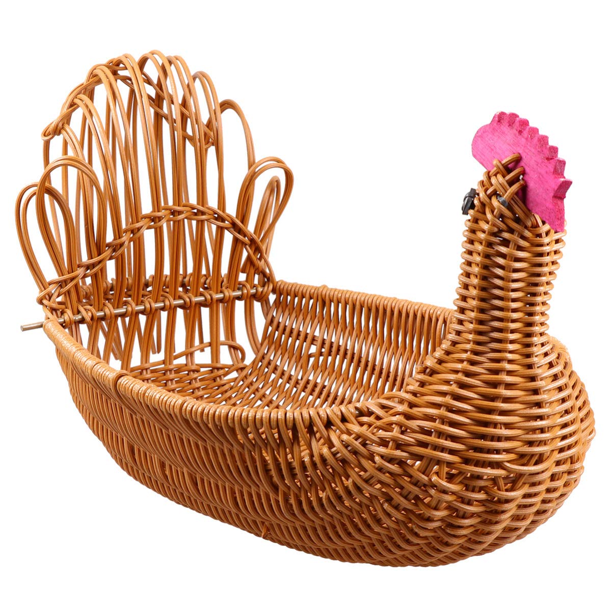 EXCEART Handwoven Turkey-Shaped Wicker Storage Basket - Multifunctional Straw Fruit Basket for Home Organization, Kitchen, Bathroom & Kids' Toys | Decorative Storage Solution for Fruits, Blankets & Household Items