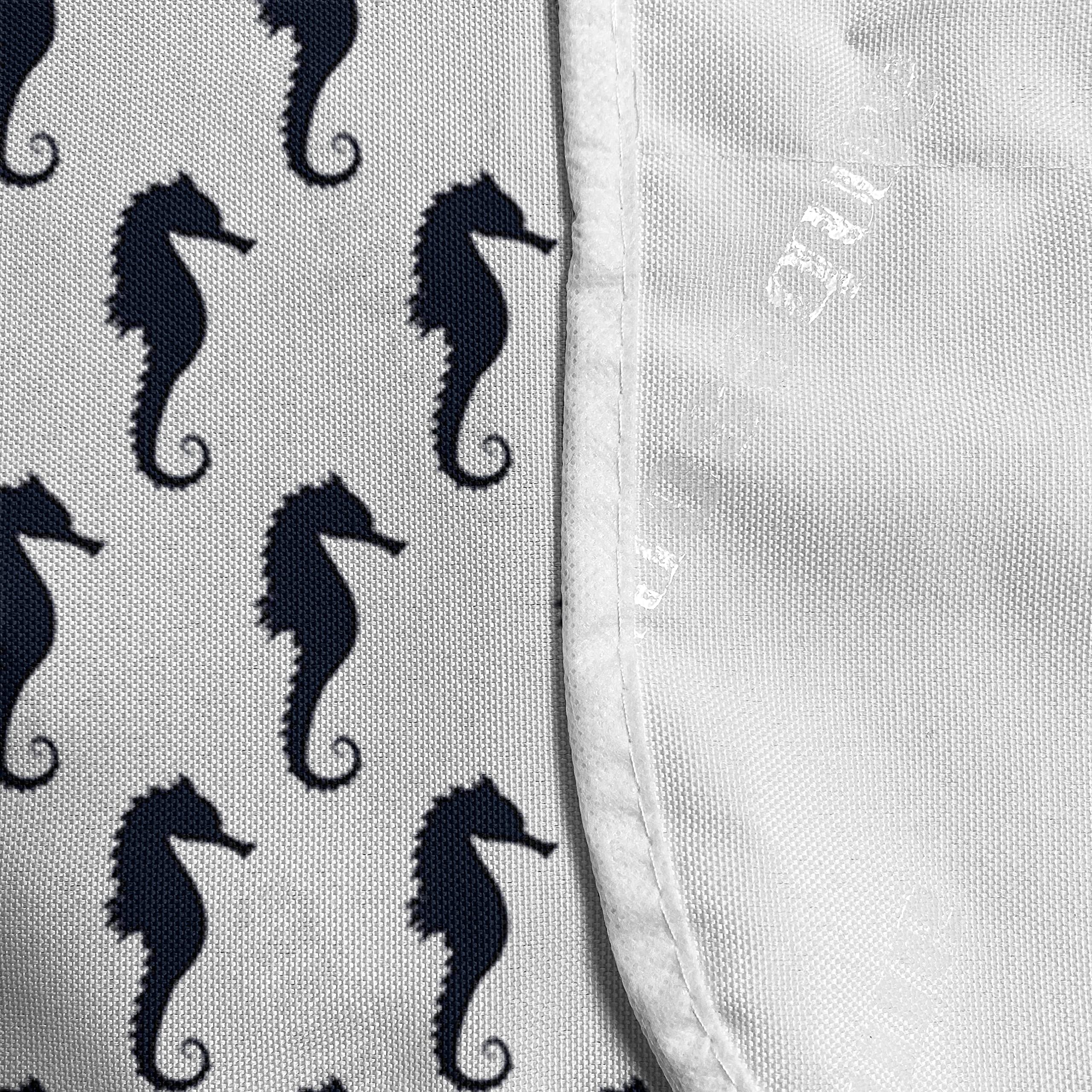 Ambesonne Geometric Microwave Oven Cover - Water Resistant Seahorse Silhouette Kitchen Organizer with Pockets, 36x12 Inches, Dark Blue & White | Perfect for Coastal, Beach & Ocean Themed Kitchens
