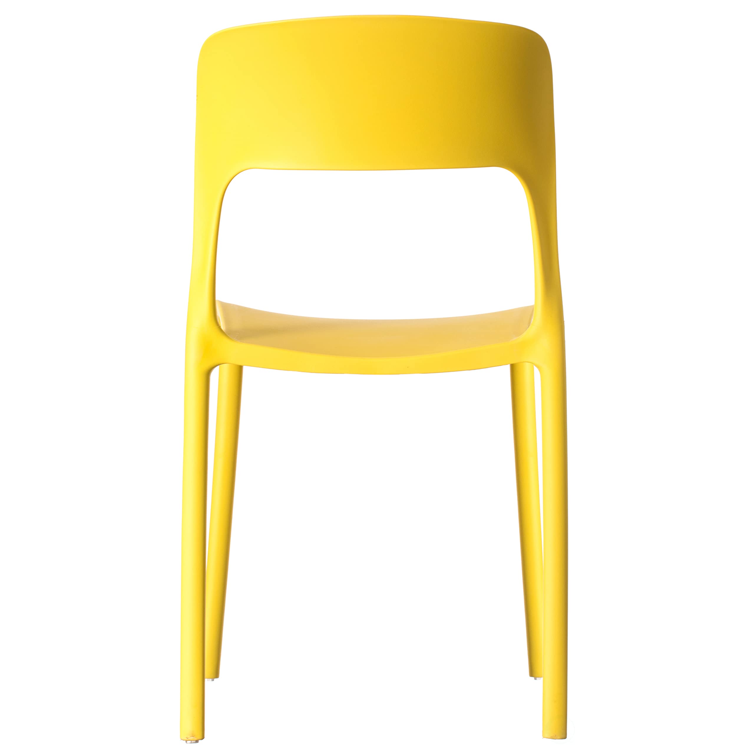 Fabulaxe 4-Piece Yellow Modern Plastic Outdoor Dining Chairs with Open Curved Back - Patio, Garden, Poolside & Backyard Furniture Set for Outdoor Entertaining