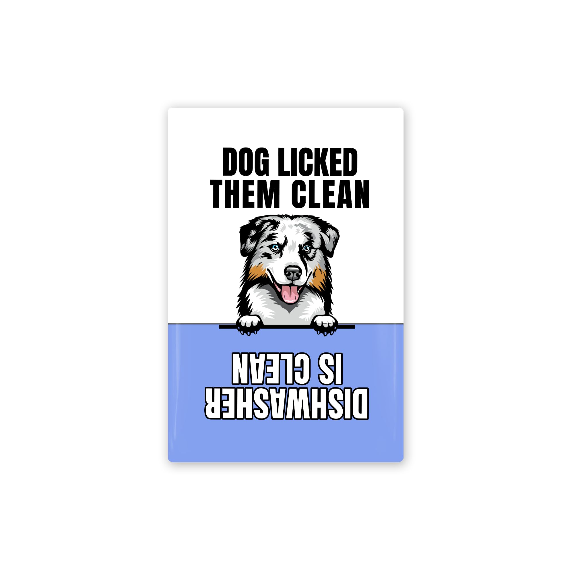2x3 Inch Peeking Australian Shepherd Funny Dishwasher Magnet - Personalized Dog Licked Them Clean - Perfect for Kitchen Decor & Funny Gift Idea