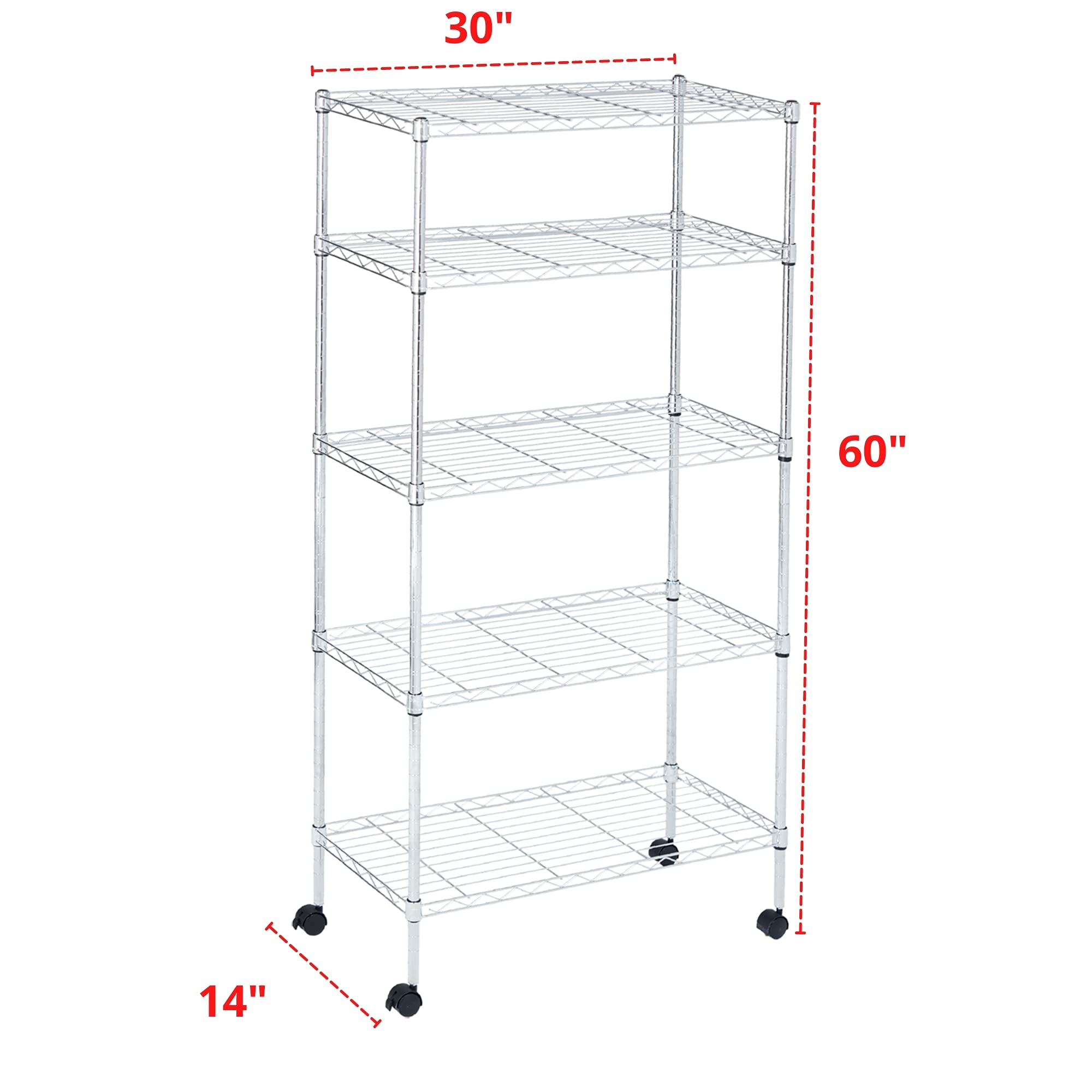5-Tier Heavy Duty Wire Shelving Unit - 14