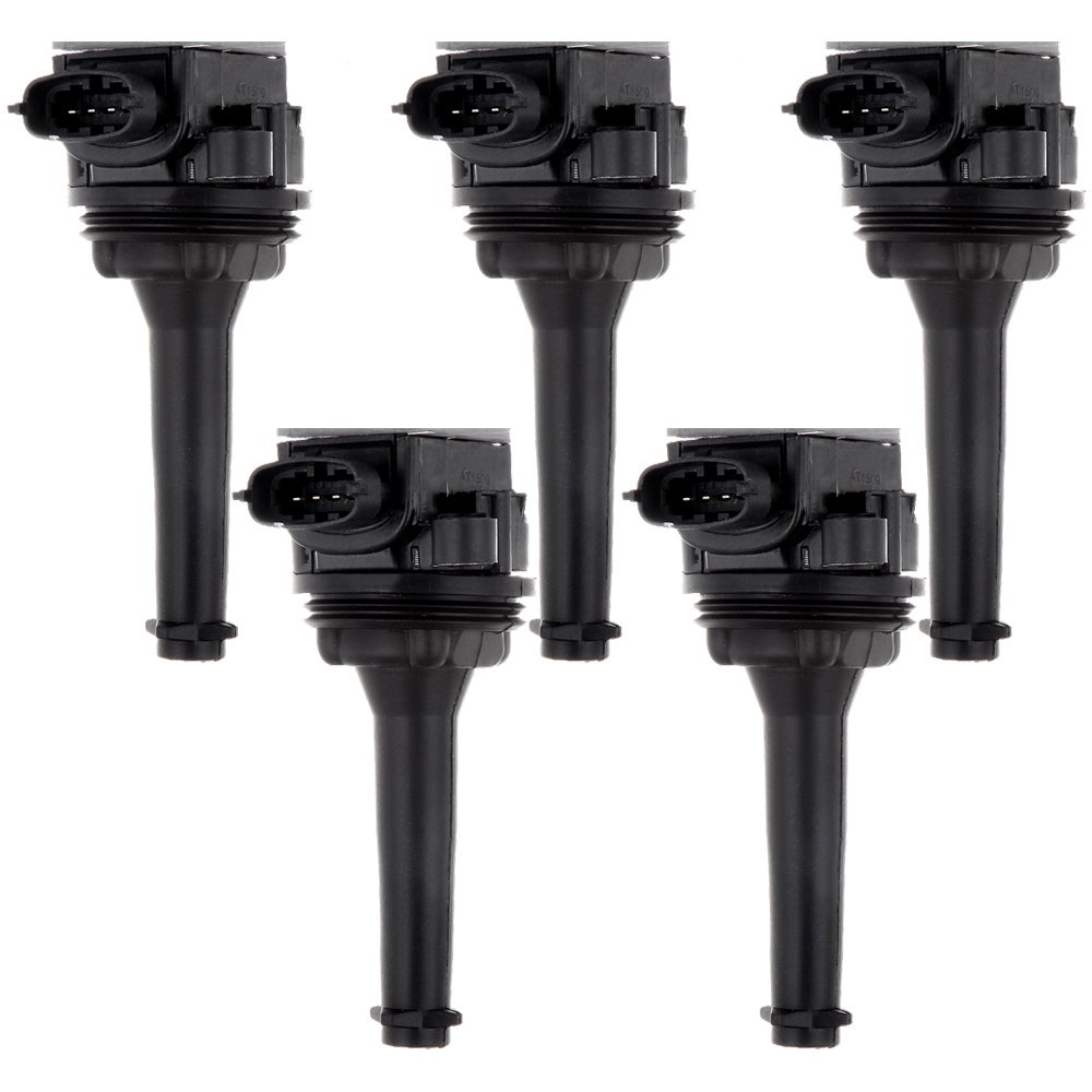 5-Pack Ignition Coil Replacement for Volvo C70/S60/S70/S80/V70/XC70/XC90 1999-2009 - Direct Fit for OE UF341 5C1320 - Improve Engine Performance & Fuel Efficiency