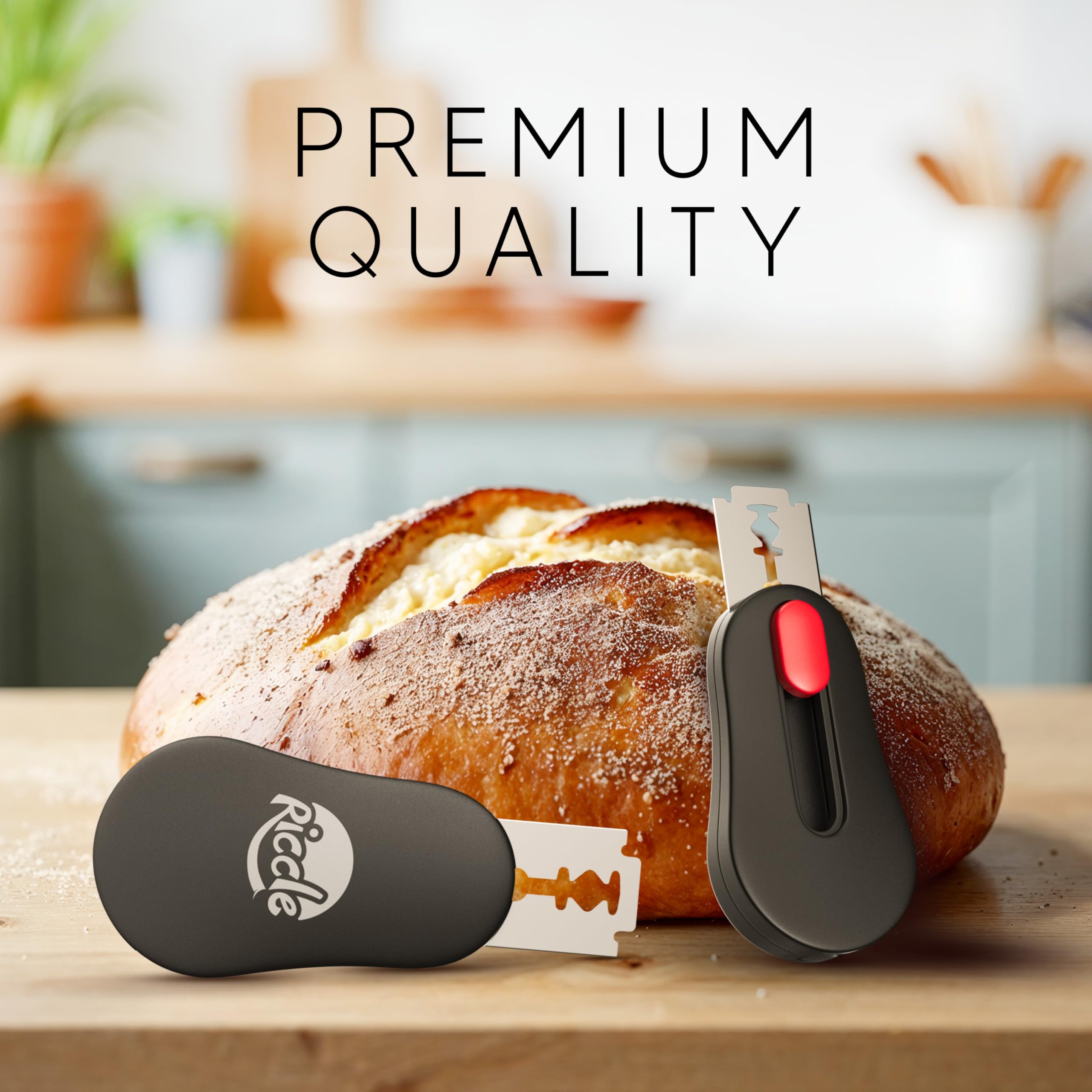 RICCLE Professional Magnetic Bread Lame Dough Scoring Tool Kit - 15 Stainless Steel Blades & 2 Cut-Resistant Finger Cots for Perfect Sourdough Bread Baking | Ideal for Home Bakers & Artisan Bread Making