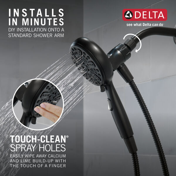 Delta 75609BL SureDock Magnetic Hand Shower - 6 Setting Matte Black Finish for Bathroom & Spa Relaxation