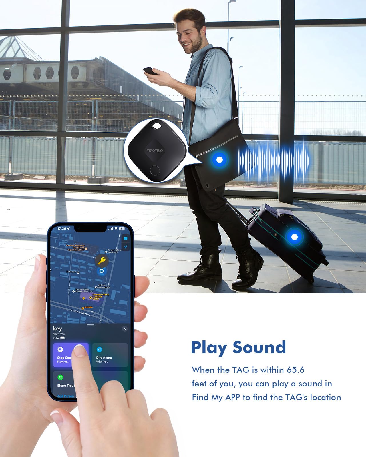 Smart Bluetooth Air Tracker Tag 4 Pack - Find My Compatible for Luggage, Keys & More