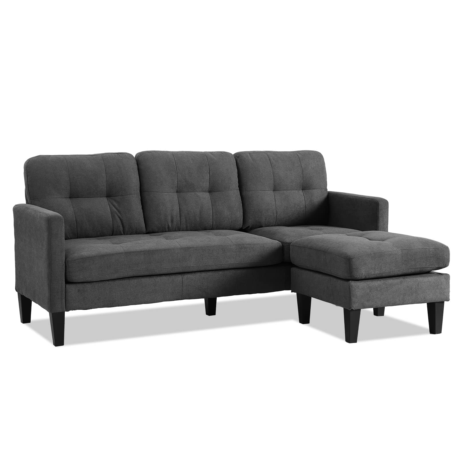 Mid-Century Modern Sofa Set with Loveseat & Lounge Chair - Retro Living Room Furniture (Gray) | Perfect for Small Spaces, Apartments & Contemporary Home Decor