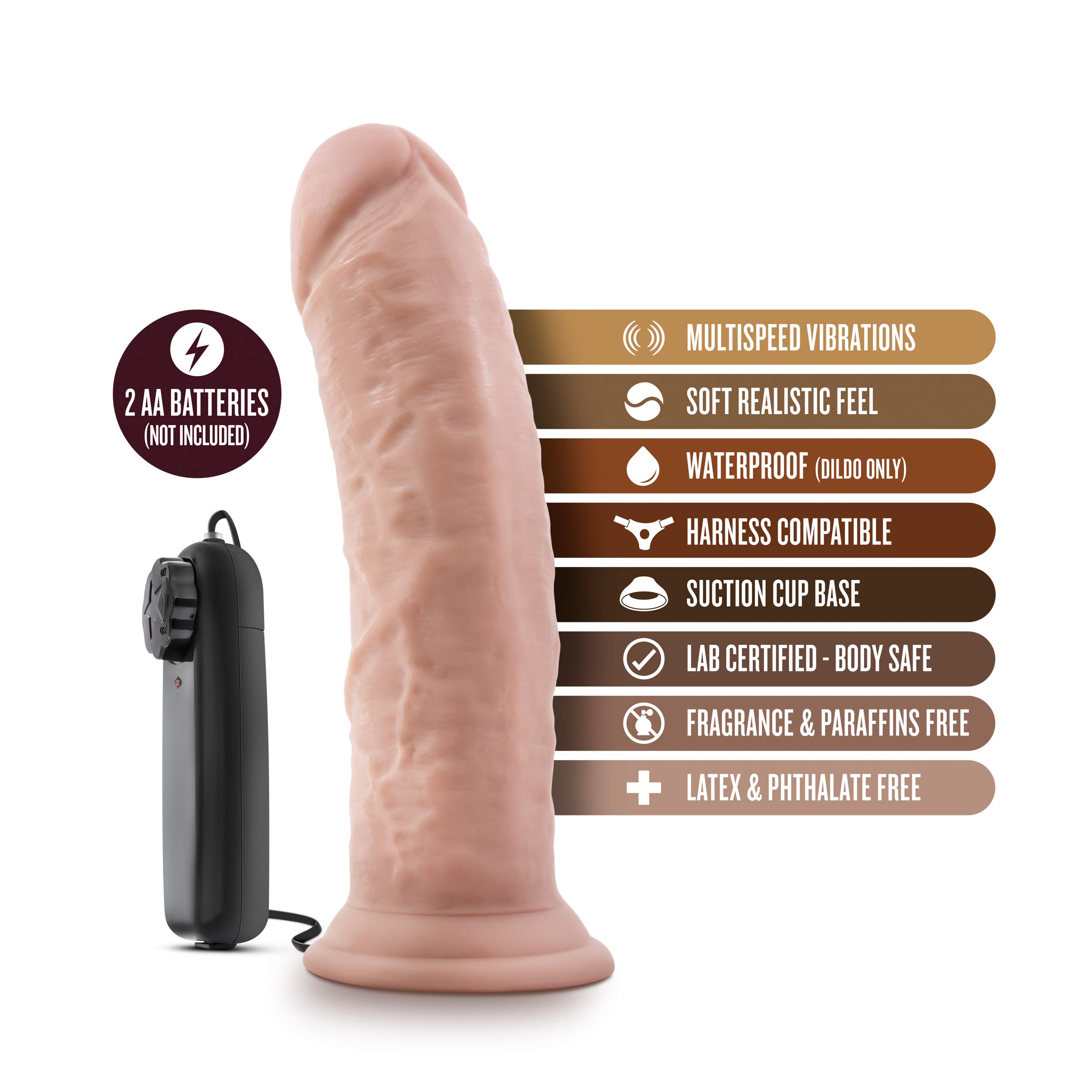 Blush Novelties Dr. Skin 8 Inch Realistic Dildo with Suction Cup - Powerful Vibrating Sex Toy for Women & Couples | Waterproof, Body-Safe Silicone | Perfect for Solo Play, Couples Fun & Shower Use