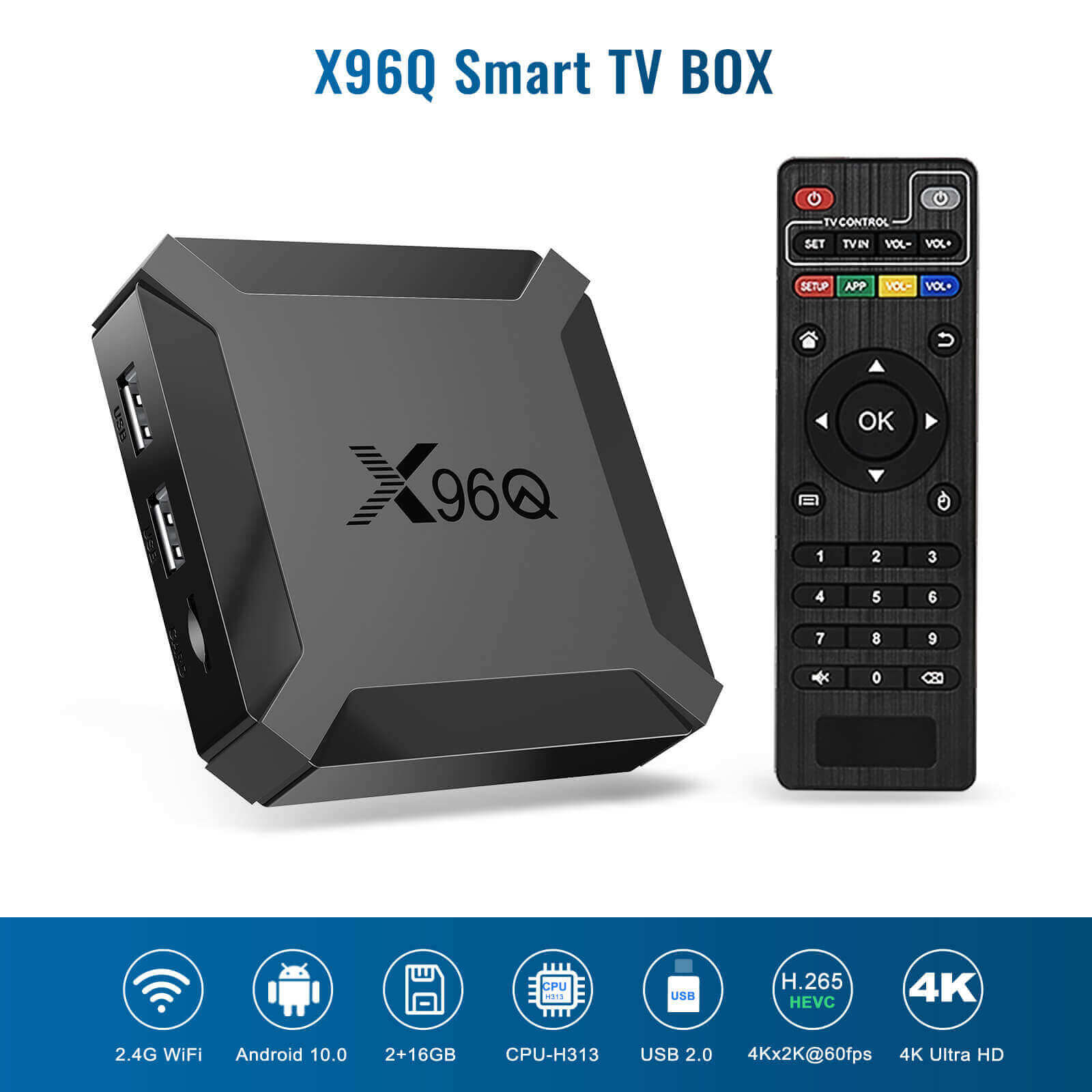 XGODY X96Q Android 10 Smart TV Box - 4K Ultra HD Streaming Media Player with Netflix, Hulu, Flixster & YouTube Support - Perfect for Home Entertainment & Movie Nights