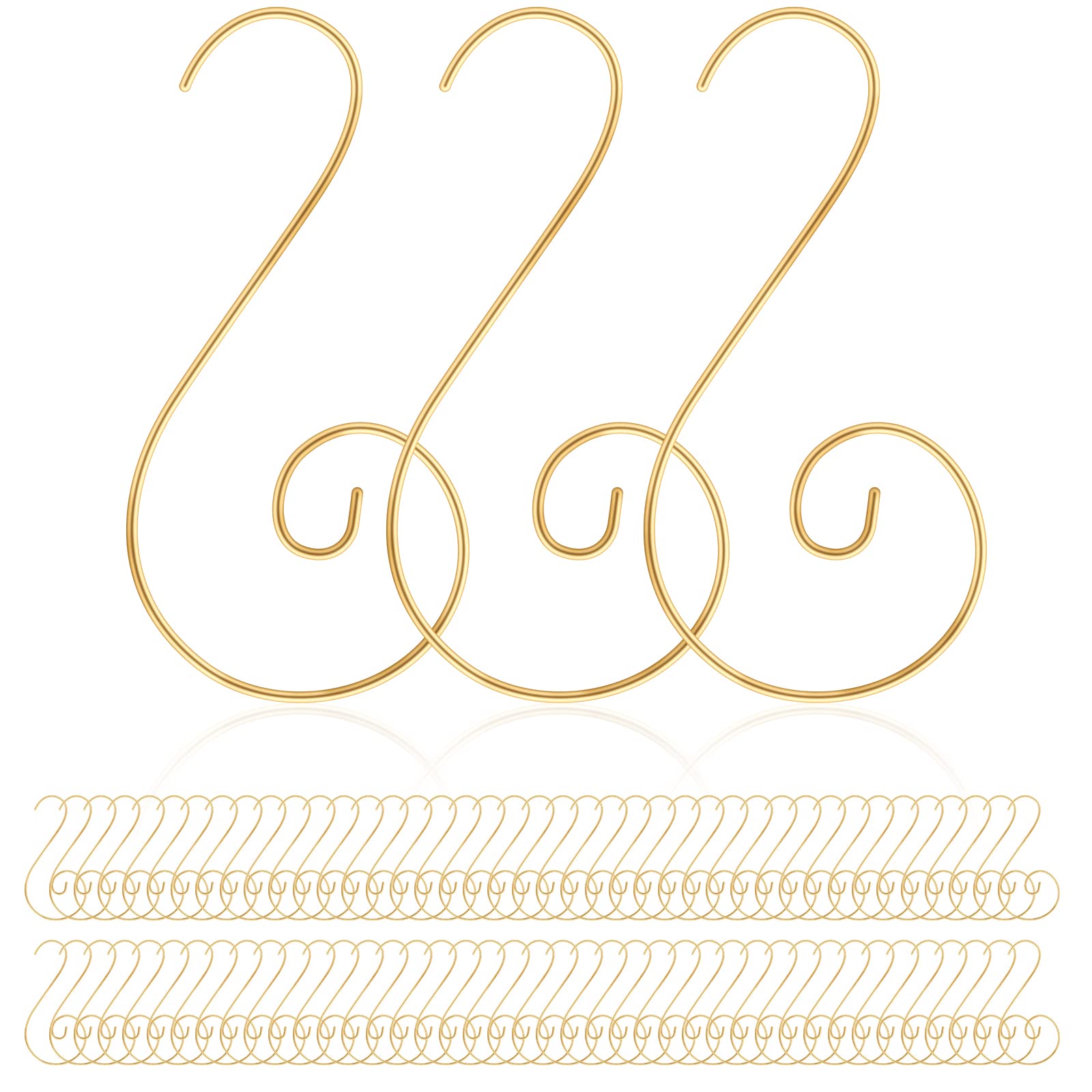 RIFNY 100-Pack Gold Christmas Ornament Hooks - Bendable Metal Wire Hangers for Tree Decorations, Holiday Party & Halloween Ball Decor - Durable & Reusable Hanging Hooks for Festive Seasonal Decor
