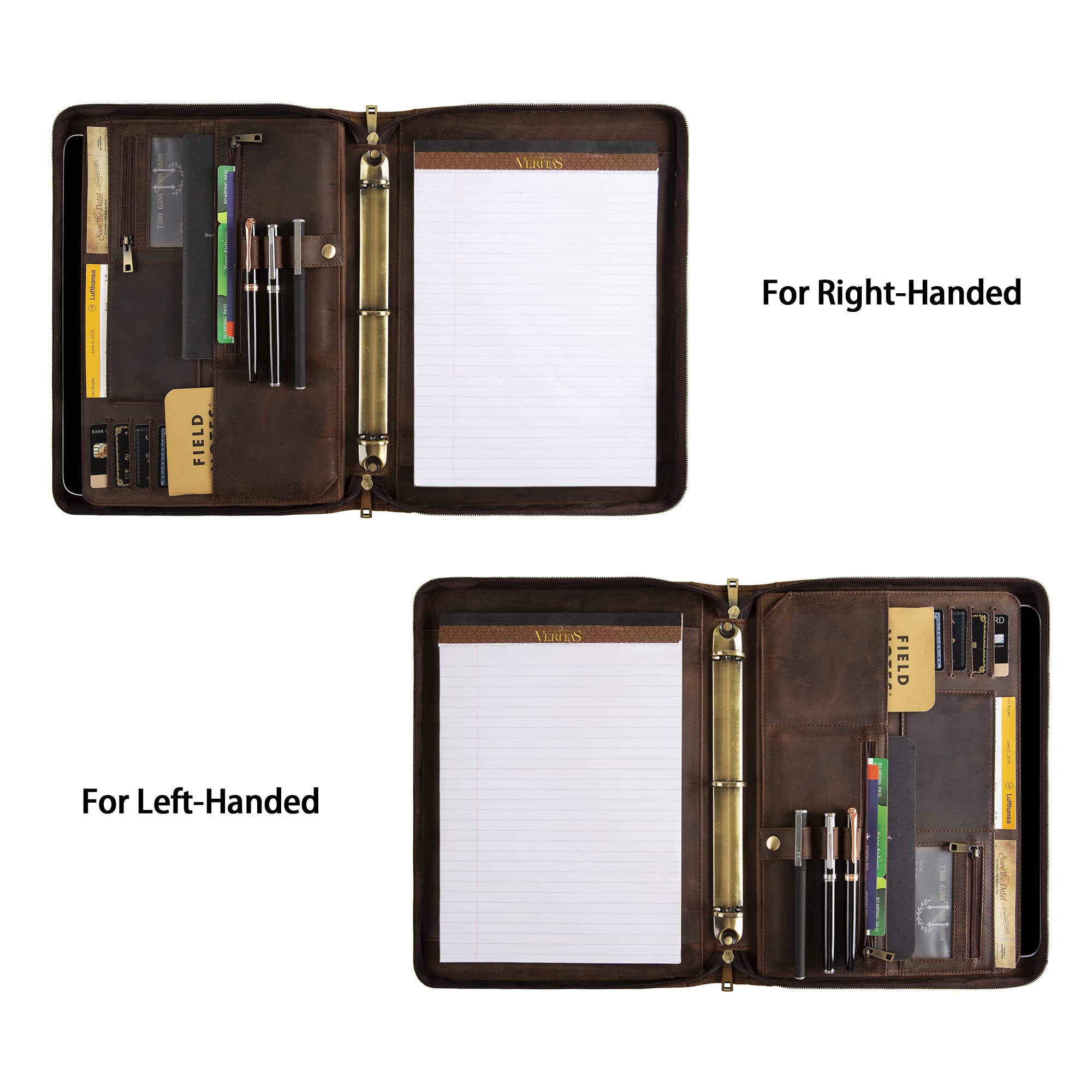 Custom Engraved Leather Portfolio for Men & Women - Personalized 3 Ring Binder Business Padfolio (Dark Khaki) - Perfect for Corporate Gifts, Client Presentations & Professional Meetings