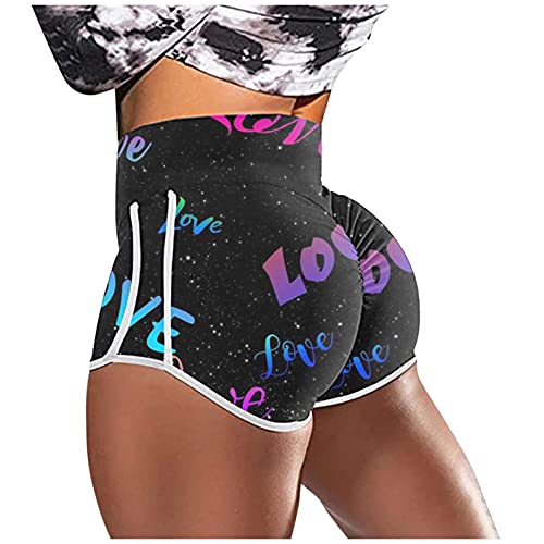 Hotkey Women's High Waist Yoga Shorts - Butt Lifting Scrunch Booty Workout Shorts with Textured Fabric for Gym, Running & Yoga Classes