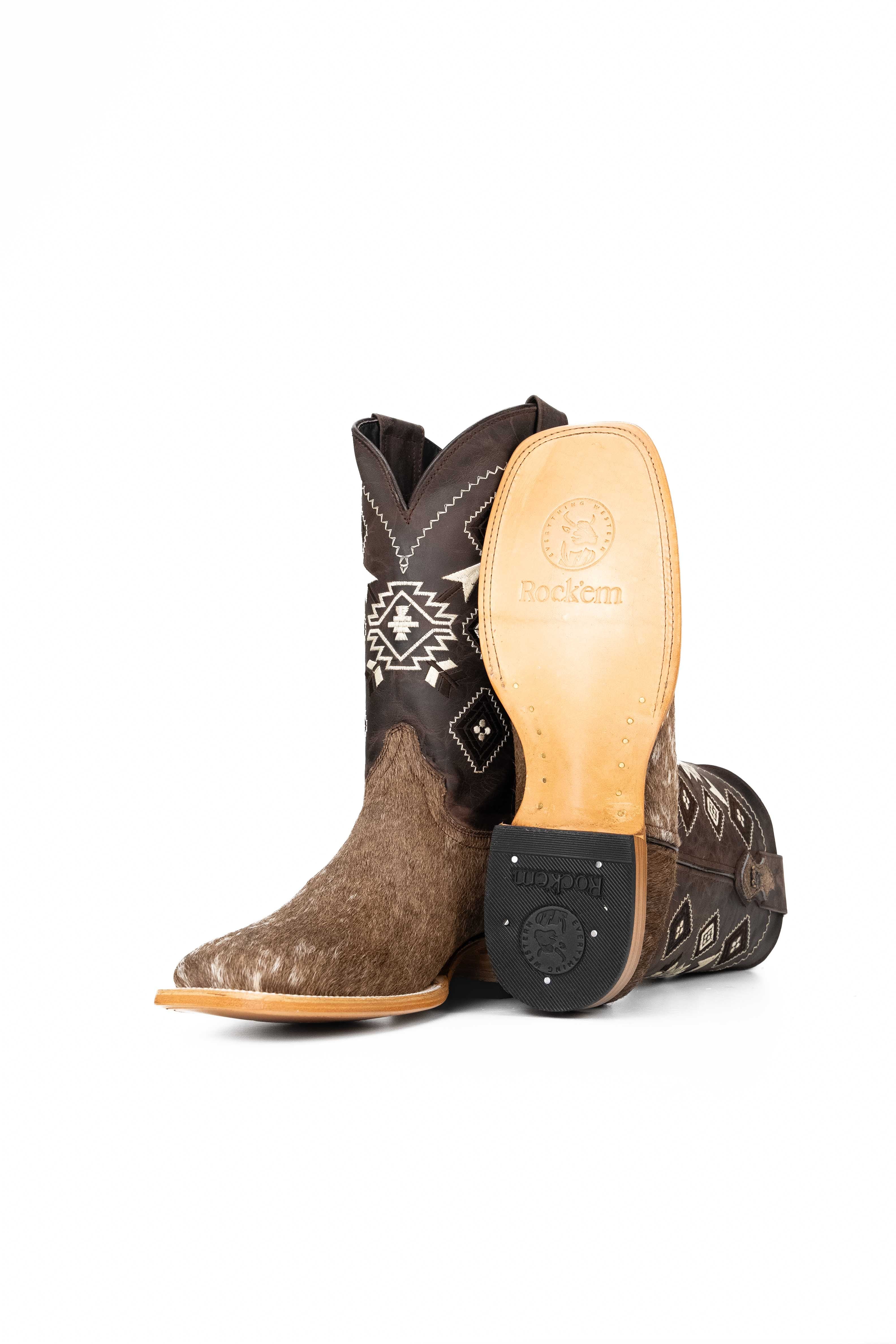 Men's Genuine Cowhide Square Toe Cowboy Boots - Size 11 - Western Style Riding Boots for Country Dancing, Rodeo & Outdoor Work