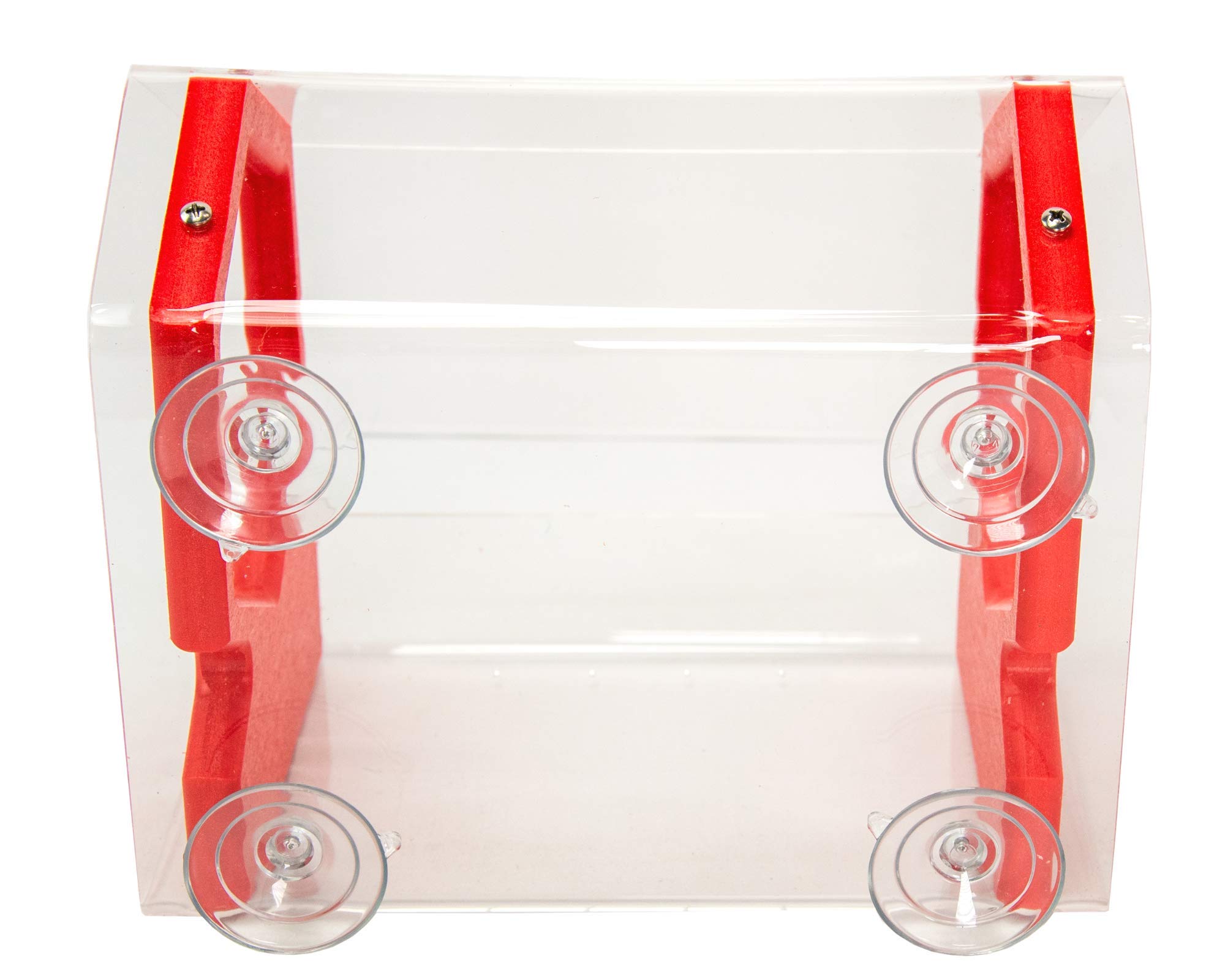 JCs Wildlife Geometric Diner 9 Window Bird Feeder - Easy to Clean & Fill, 3 Cup Capacity - Clear Acrylic with Strong Suction Cups for Any Window Mount - Attract Birds to Your Home or Office (Red)