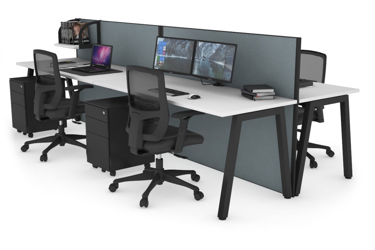Horizon Quadro 4-Person Office Workstation Bench with A-Legs - 1200L x 700W Dimensions - Perfect for Collaborative Workspaces, Conference Rooms & Open Office Layouts