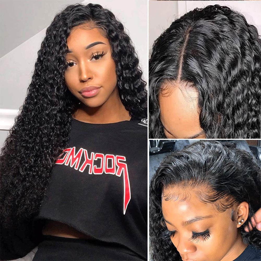 Jet Black 360 Lace Front Wig - 100% Brazilian Human Hair Kinky Curly #1B - Small Cap 10A with Baby Hair - 12