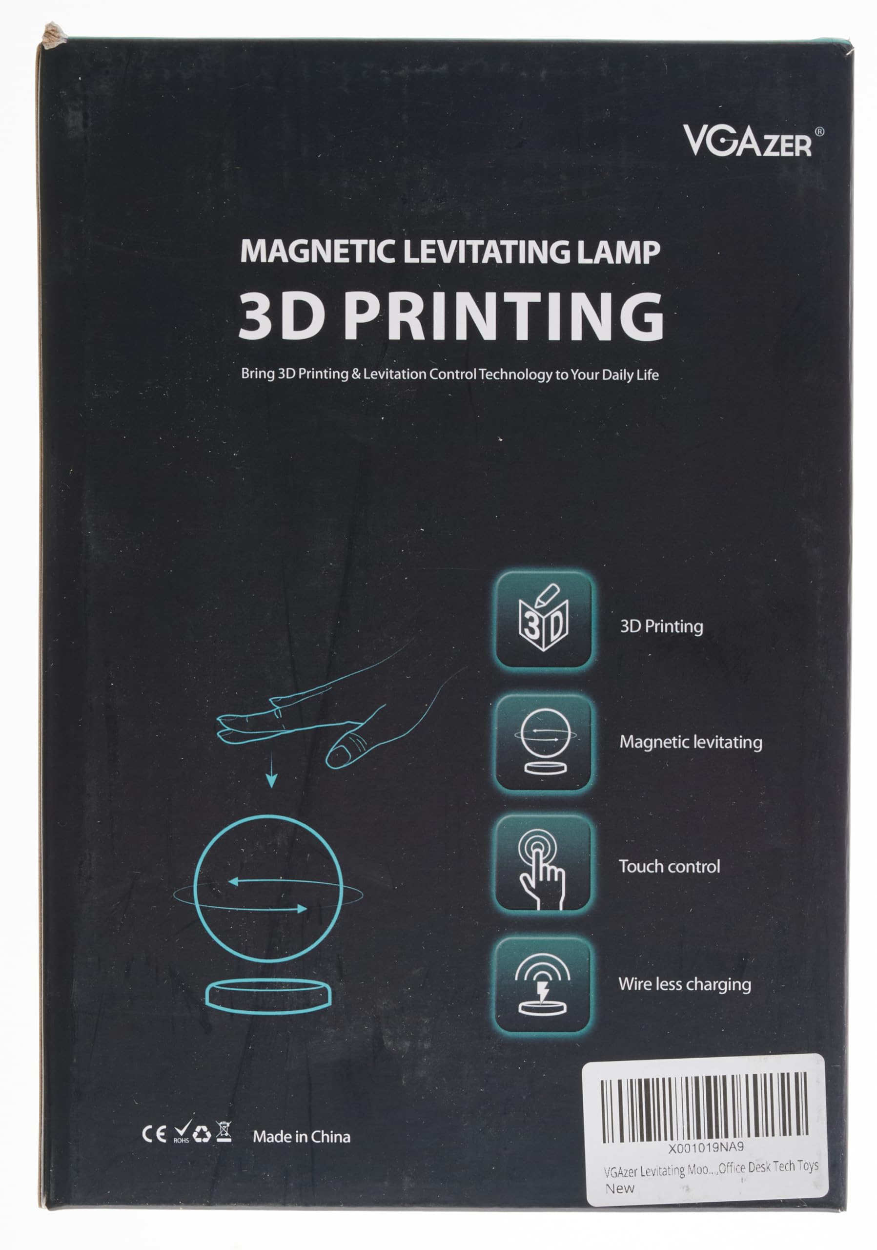 VGAzer Levitating Moon Lamp - Floating & Spinning LED Night Light with Luxury Faux Wooden Base, 3D Printed Moon Light | Perfect Unique Gift for Home Decor, Bedroom, Office Desk, Romantic Atmosphere & Tech Enthusiasts
