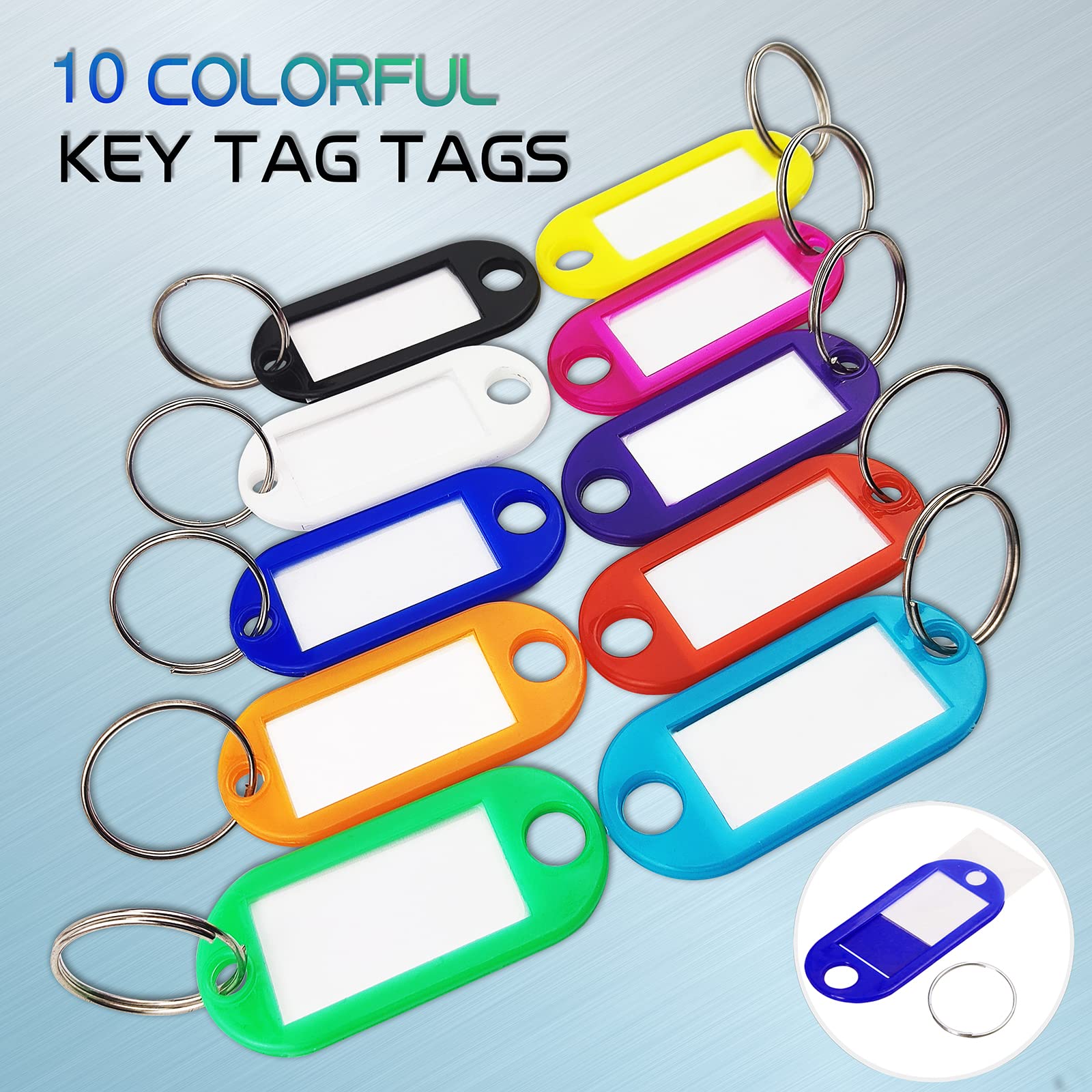 20 Key Label Tags with Rings & Clip - Organize Home & Office Keys