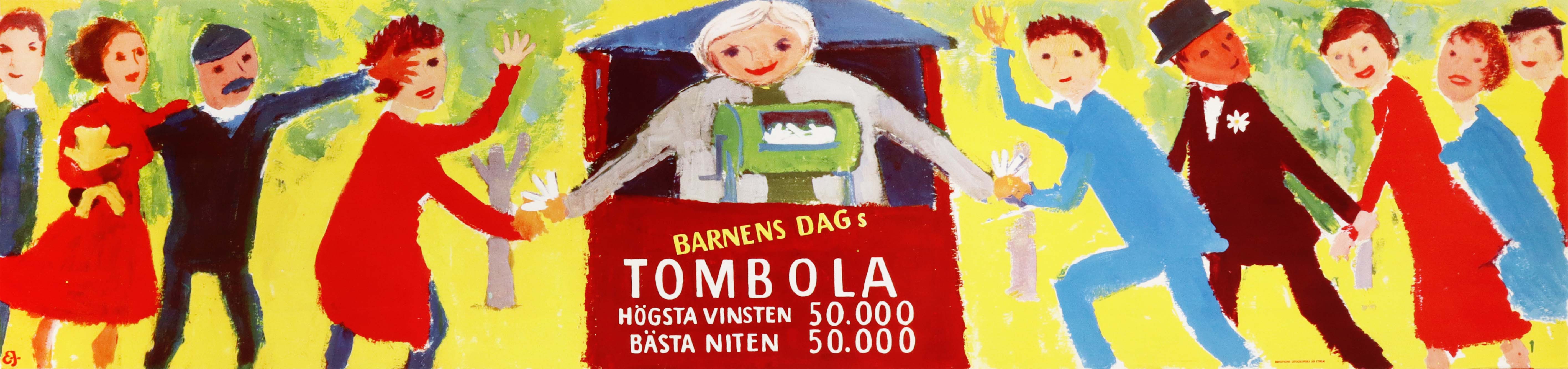 Vintage 1930s Swedish Art Deco Poster - Barnens Dag (Children's Day) - Classic Wall Decor for Home, Office & Nursery - Perfect for Retro Interior Design & Scandinavian Style Decorating