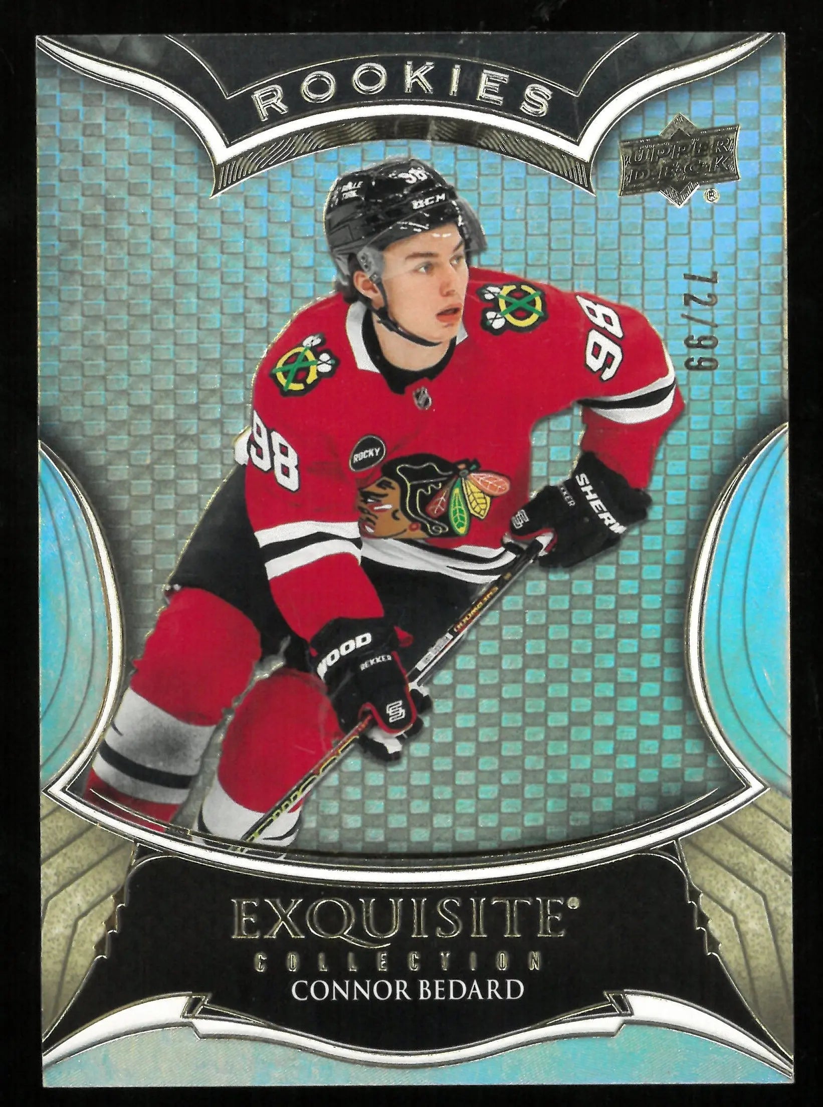 2023-24 Upper Deck Exquisite Collection Gold Connor Bedard Rookie Card /99 - Rare Hockey Collectible for Fans & Investors