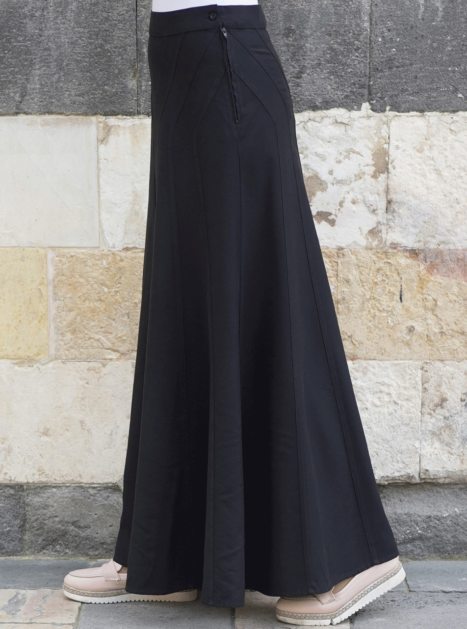 Stylish Dobby Rayon Paneled Skirt for Women - Flowy A-Line Midi Skirt with Side Slits - Perfect for Office Wear, Date Nights & Summer Outfits