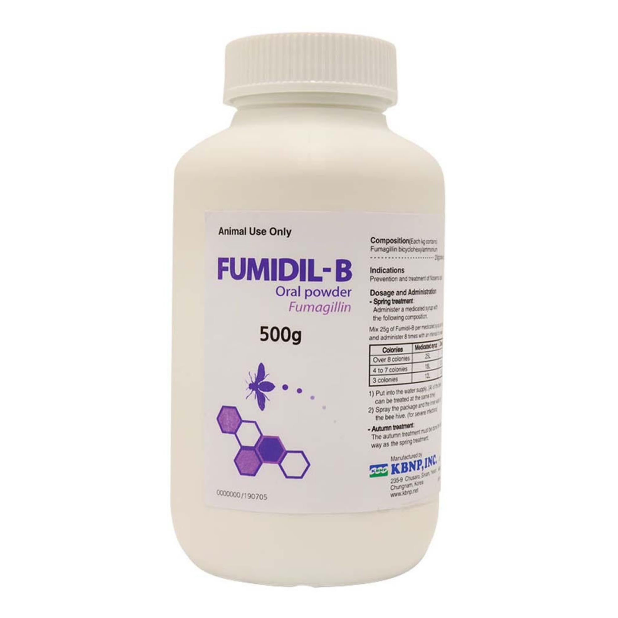 Mann Lake Fumidil-B Oral Powder - 500g Nosema Treatment for Bees | Boosts Colony Health | Prevents Hive Replacement | Maintains Pure Honey | Ideal for Beekeepers & Apiaries