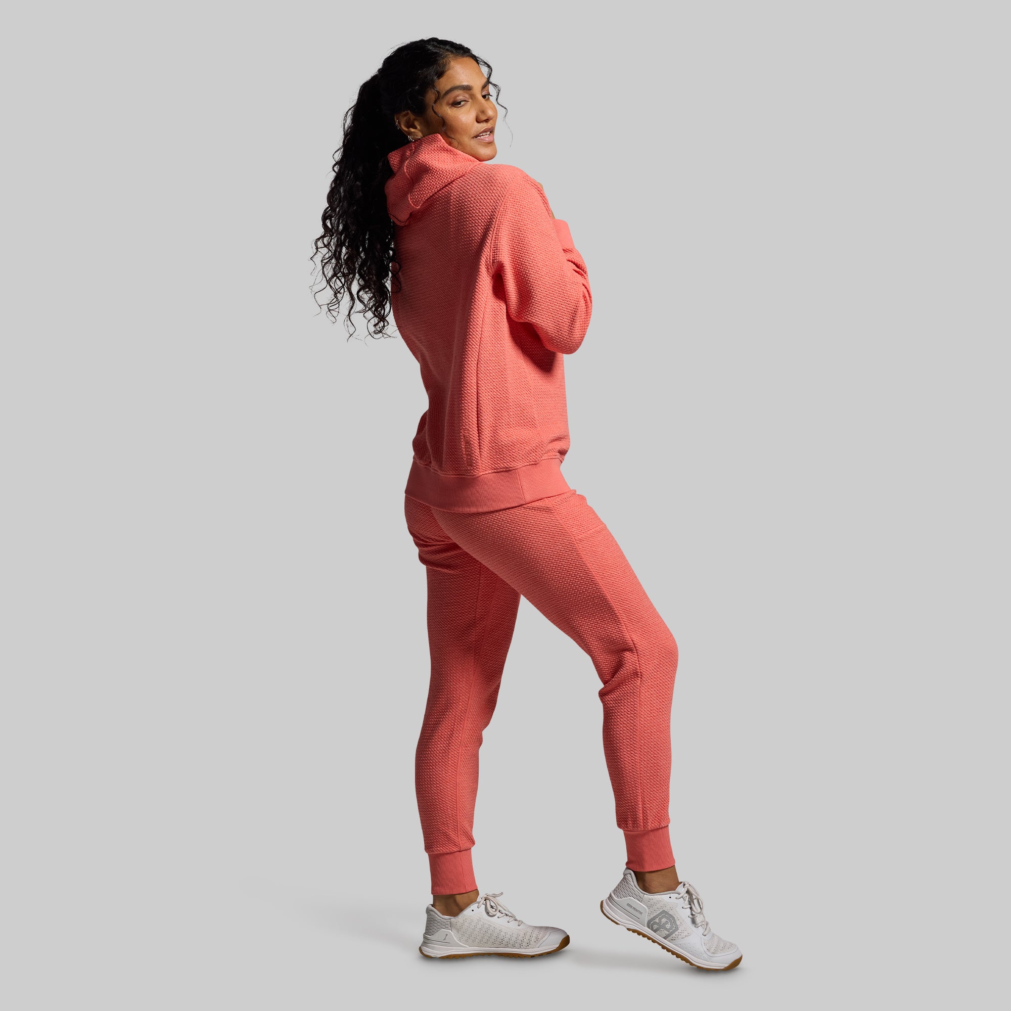 Women's Cloud Jogger Set - Soft Lounge Pants & Hoodie (Hot Peach) | Comfortable Athleisure Outfit for Yoga, Running & Casual Wear