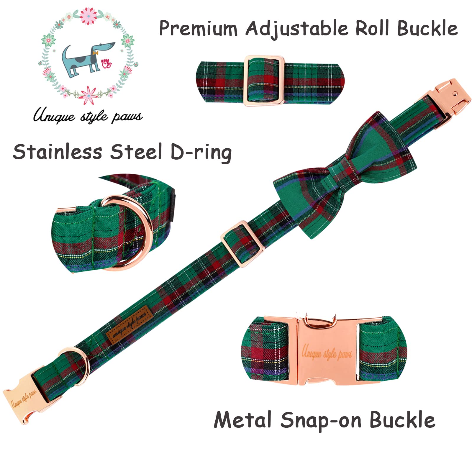 Adjustable Soft & Comfy Cotton Bowtie Dog Collar & Cat Collar - 6 Sizes & 5 Patterns - Perfect Pet Gift for Dogs & Cats - Ideal for Parties, Photos & Special Occasions