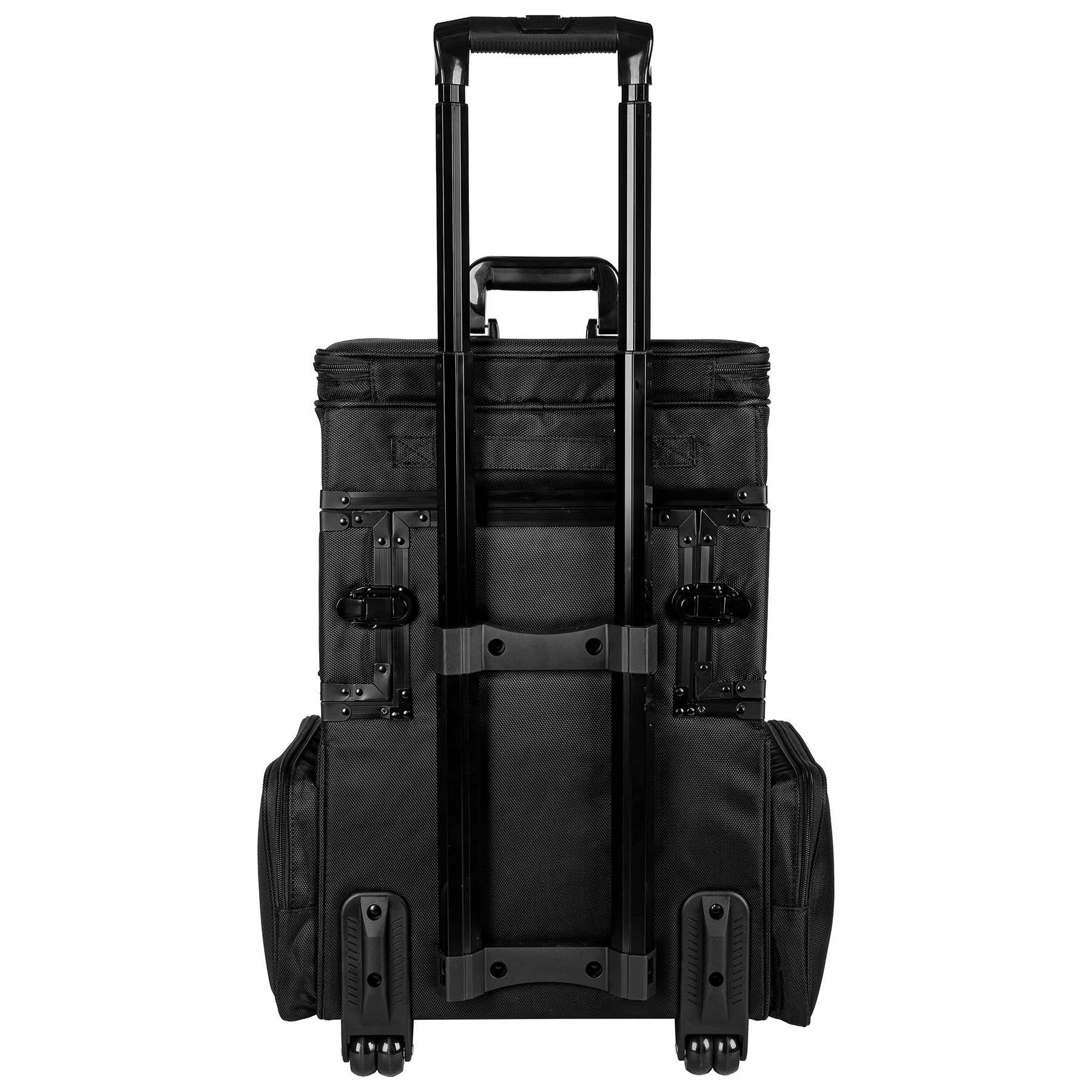 SHANY Large Travel Makeup Trolley Storage Case - Professional Cosmetic Organizer for Makeup Artists, Black | Perfect for Salon, Bridal & On-the-Go Beauty Professionals