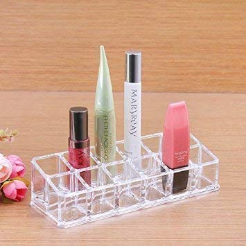 12-Section Clear Acrylic Makeup Organizer - Lipstick & Cosmetic Storage Holder for Vanity, Bathroom Counter, Travel (AR Mall)
