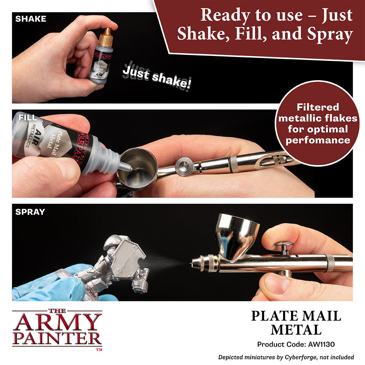 Warpaints Air Metallics: Plate Mail Metal Paint - High-Quality Metallic Acrylic Paint for Miniatures & Models - Perfect for Warhammer, D&D, and Tabletop Gaming
