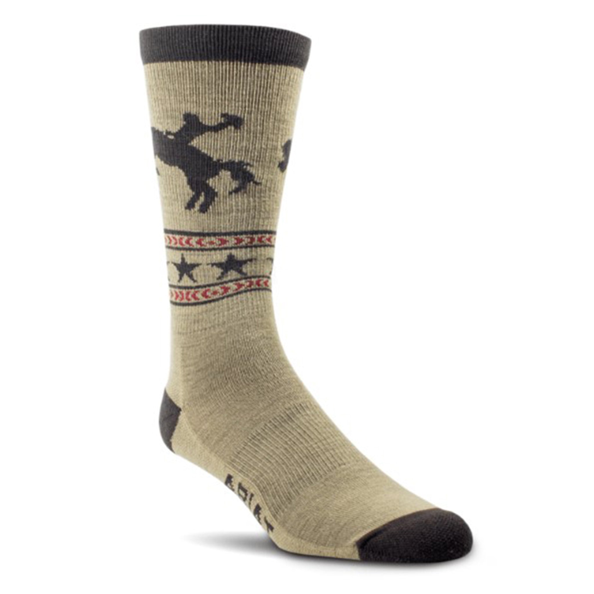 Ariat Women's Brown Bronc Wool Socks - Warm & Comfortable Winter Hiking Socks for Outdoor Activities & Cold Weather