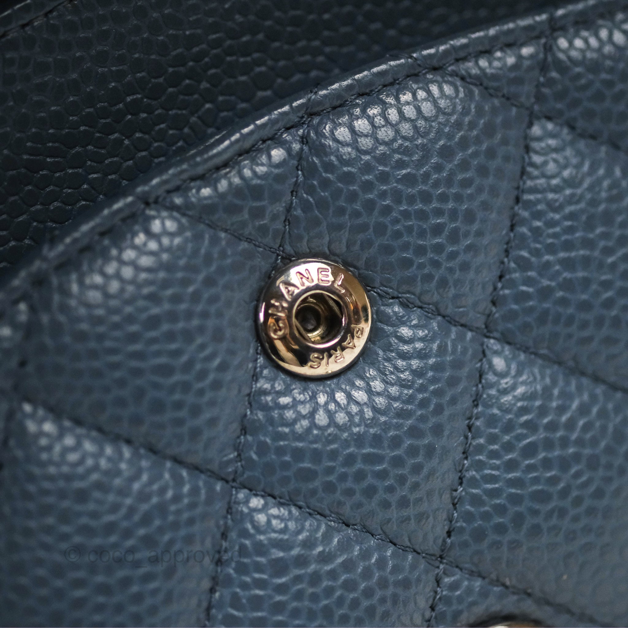 Chanel Classic Double Flap Quilted Medium/Large Handbag in Blue Caviar Leather with Silver Hardware - Perfect for Work, Evening Events & Luxury Fashion Accessories