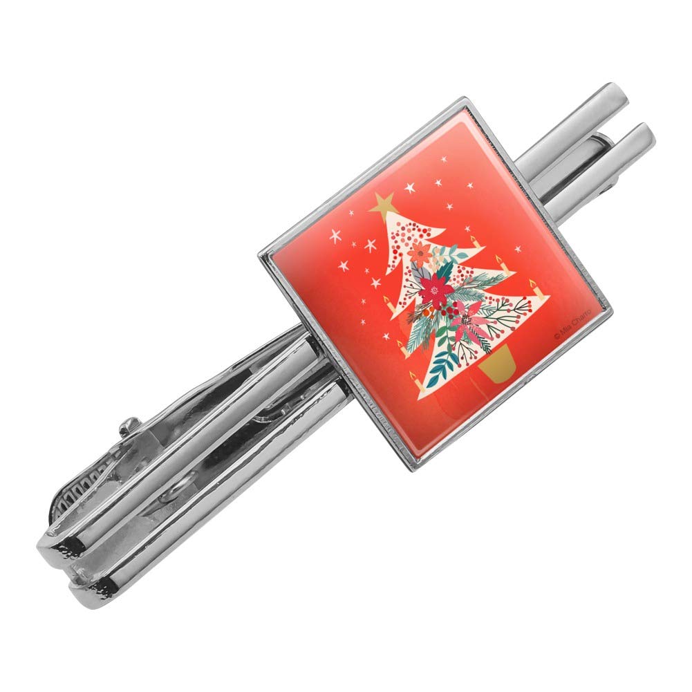 Silver or Gold Christmas Tree with Candles Tie Bar Clip - Elegant Holiday Accessory for Suits, Ties, and Formal Attire