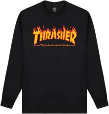 Thrasher Flame Logo Long Sleeve T-Shirt for Men & Women - Black Skateboard Shirt for Streetwear & Casual Outfits