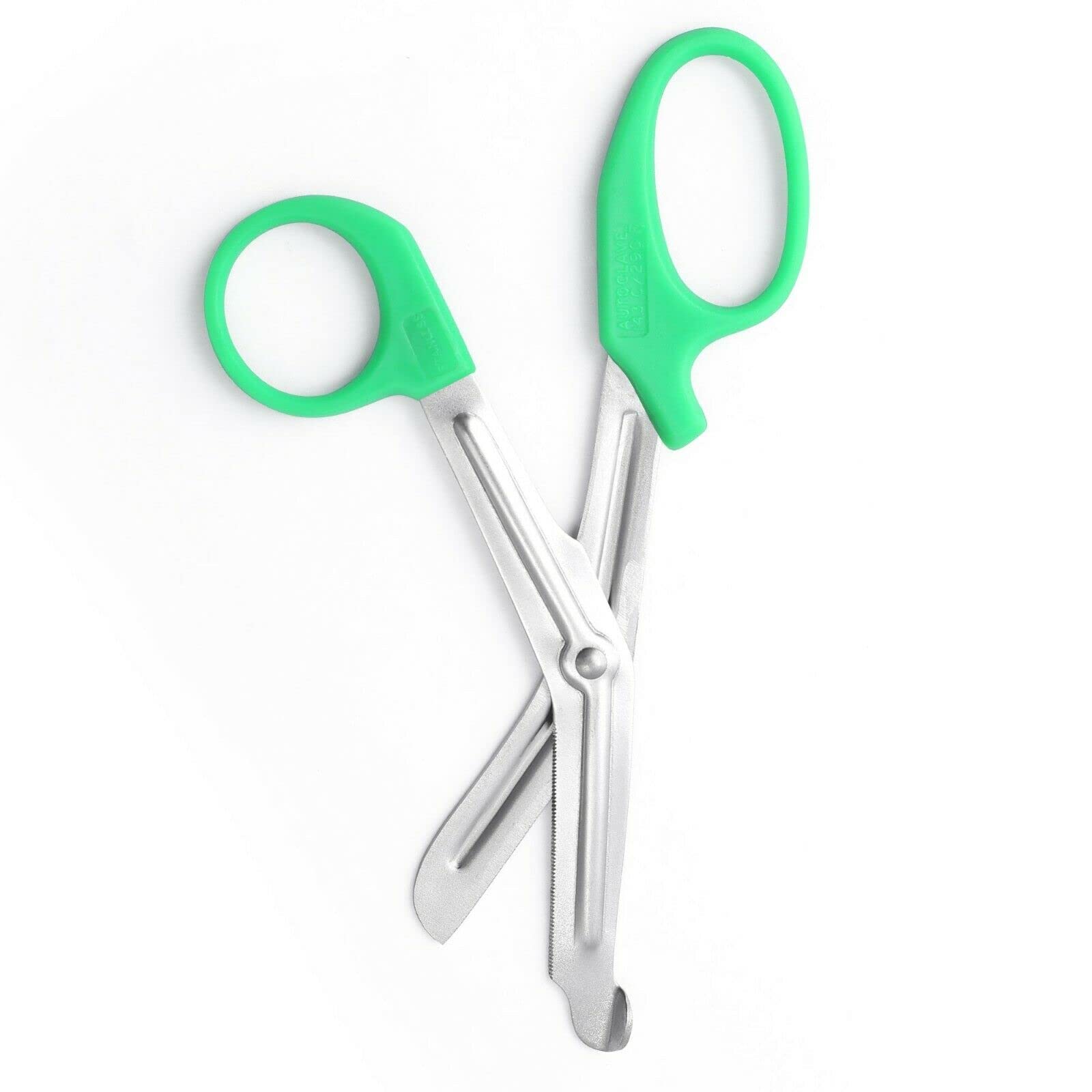 EMT Trauma Shears - Stainless Steel Medical Scissors for First Aid, Paramedics & Fire Rescue | Heavy Duty Bandage & Fabric Cutting | Autoclavable Tuff Cut Utility Shears (5.5 Inch, Green) - Perfect for Emergency Kits, Hospitals & Outdoor Survival Gear
