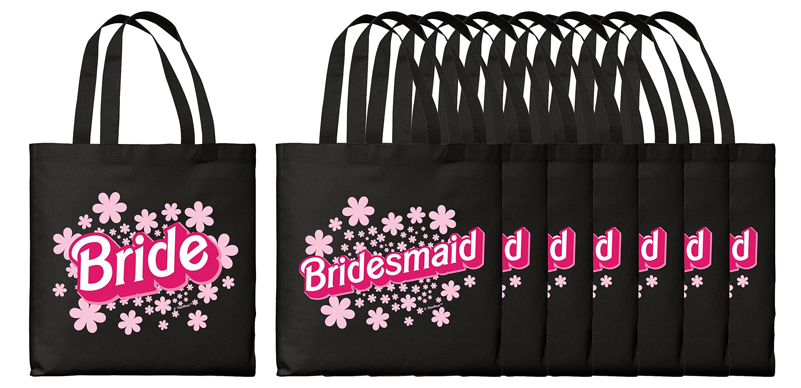 Vintage Doll Style Bride & Bridesmaid Tote Bag - Cute Canvas Wedding Party Gift for Bride Tribe, Bachelorette & Bridal Shower - Perfect for Beach Weddings, Girls Trips & Shopping