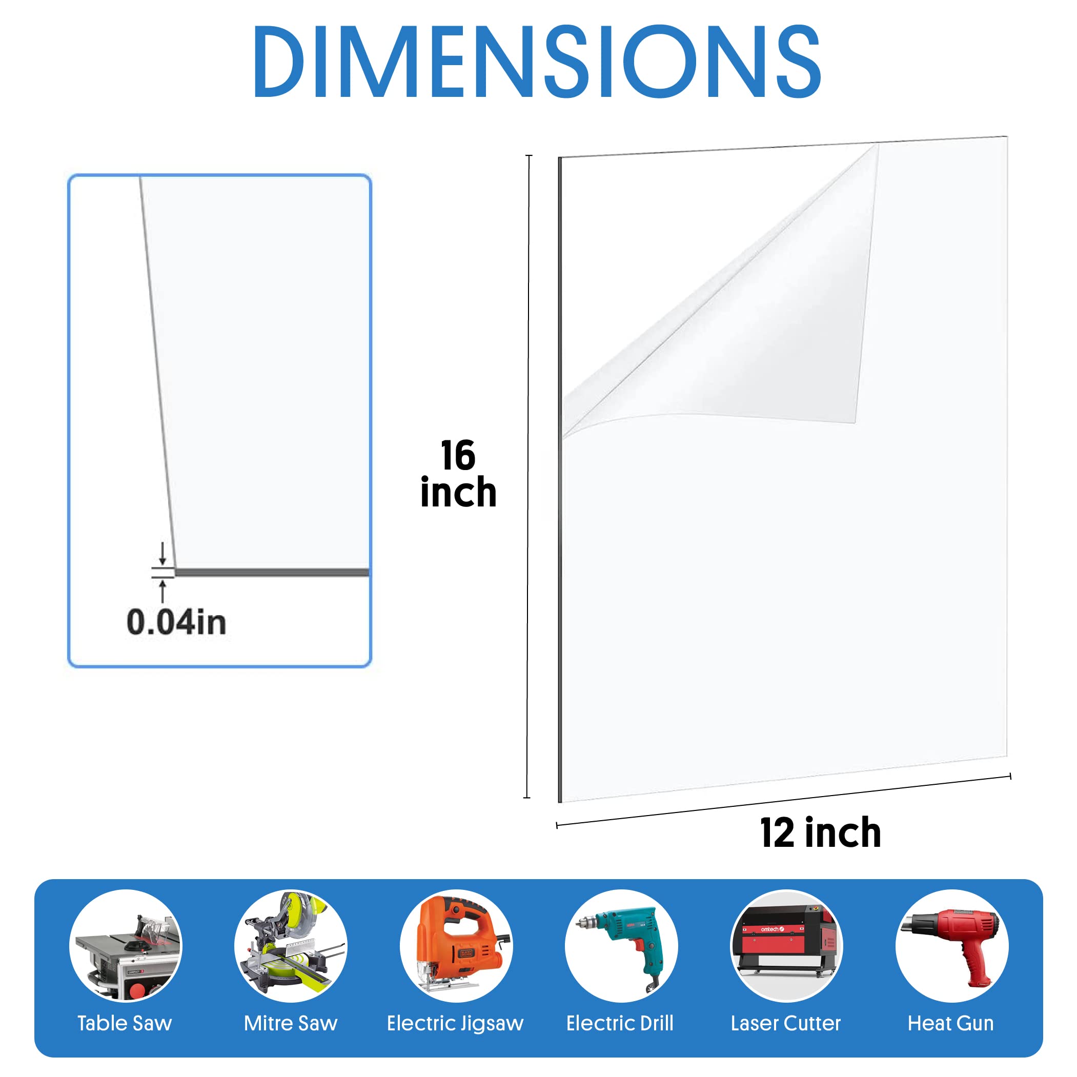 10 Pack Clear Plexiglass PET Plastic Sheets 8x10 Inch - Durable Shatterproof Acrylic Panels for Poster Frames, Picture Frames, DIY Arts & Crafts - Made in USA - Perfect for Home Decor, School Projects & Office Displays