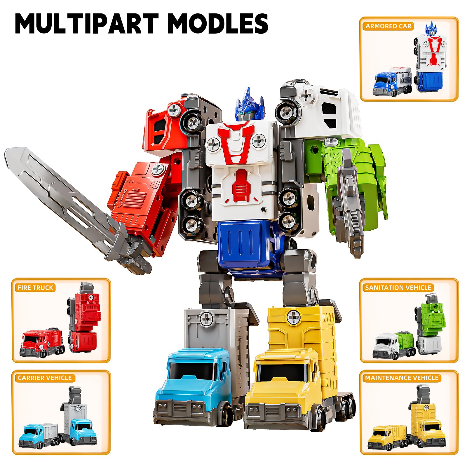 TEMI City Vehicles Transform Robot Building Toys for Kids Ages 4-8 - STEM Learning Construction Set for Boys & Girls | Birthday Gift & Pretend Play for Preschoolers