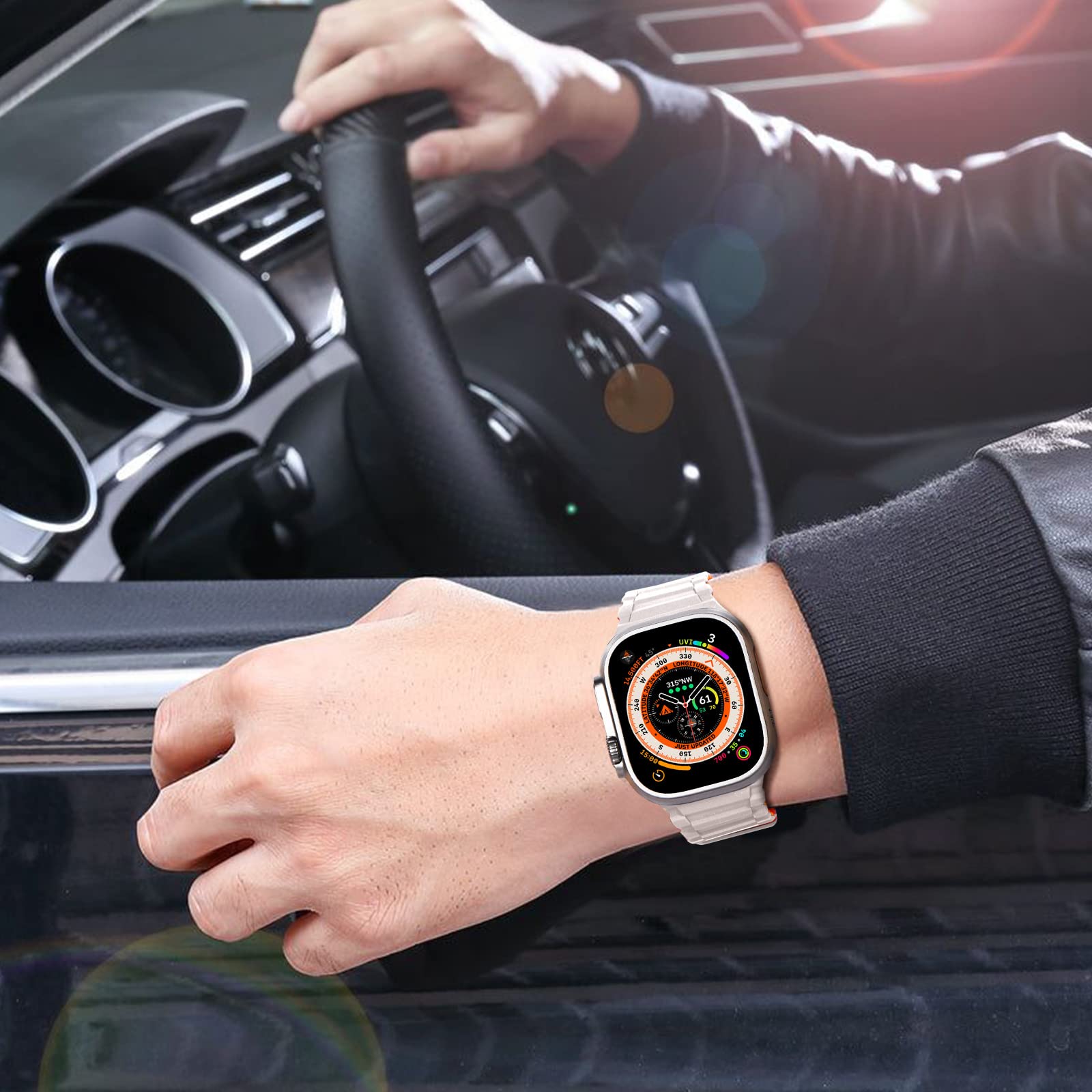 Premium Magnetic Silicone Sport Band for Apple Watch Series 9/8/7/6/5/4/3/SE/Ultra 2 - Compatible with 38mm/40mm/41mm/42mm/44mm/45mm/49mm - Adjustable Strong Strap for Men & Women - Perfect for Workouts, Running & Daily Wear