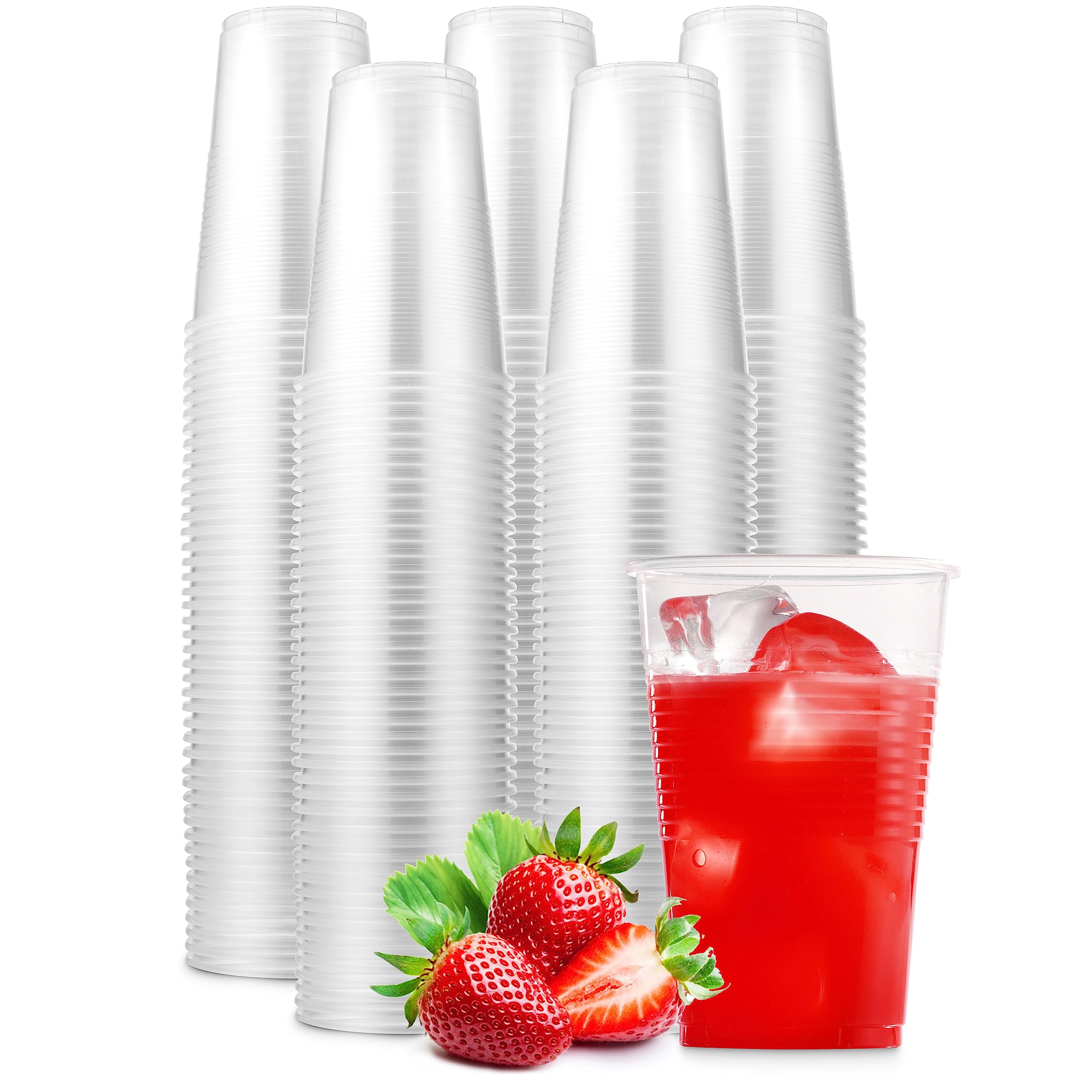 Munfix 500 Pack 9 Oz Clear Plastic Cups - Disposable Drinking Cups for Parties, Picnics & Events | BPA-Free Bulk Plastic Party Cups | Ideal for Birthday Celebrations, Weddings, BBQs & Office Gatherings