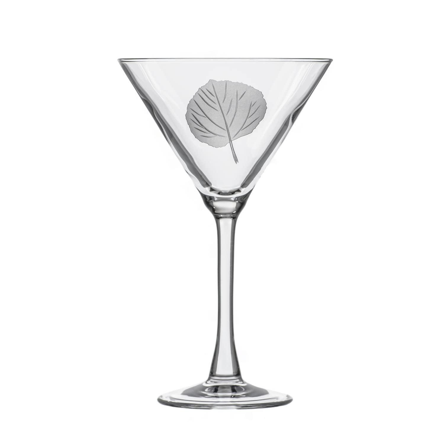 Premium Rolf Glass Aspen Leaf Martini Glasses Set of 4 - 10oz Lead-Free Crystal Clear Cocktail Glasses with Diamond-Wheel Engraved Design - Handcrafted in USA - Perfect for Home Bars, Dinner Parties & Gift Giving
